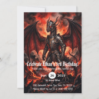 Invitation Anniversaire Dragon Aquarelle