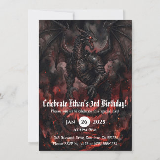 Invitation Anniversaire Dragon Aquarelle