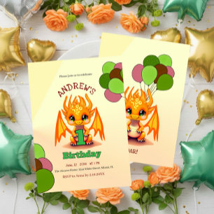 Invitation anniversaire Dragon Orange