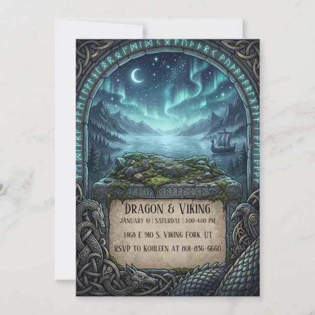 Invitation Anniversaire Dragon & Viking (Devant)