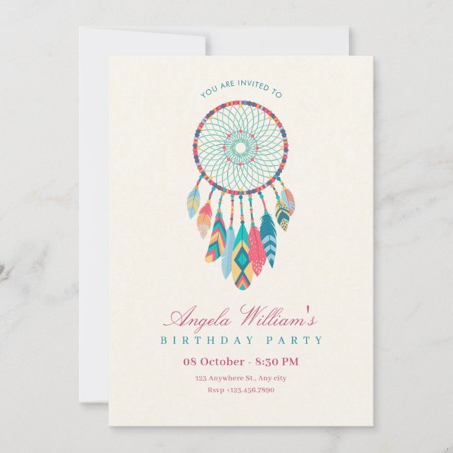 Invitation anniversaire Dreamcatcher (Devant)