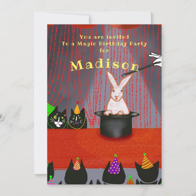 Invitation Anniversaire drôle de chat pour enfants (Devant)