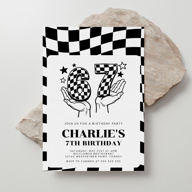 Invitation Anniversaire drôle de garçon 67 ans (Créateur téléchargé)