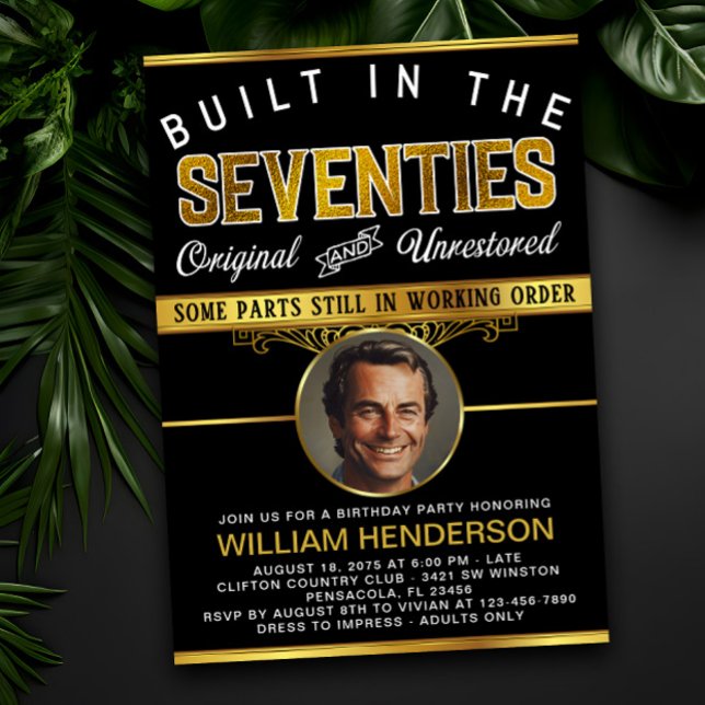 Invitation Anniversaire drôle d'homme né dans les années 70 (Créateur téléchargé)