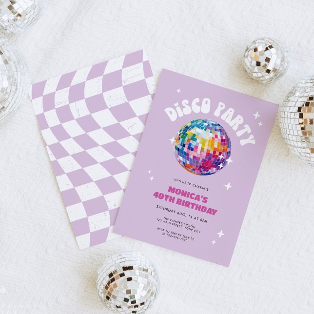 Invitation Anniversaire du bal Disco Retro (Disco Party Birthday Invitation)