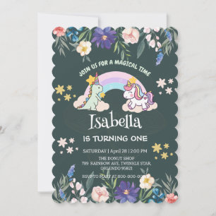 Invitation Anniversaire du ballon arc-en-ciel Cute Dinosaur U