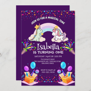 Invitation Anniversaire du ballon arc-en-ciel Cute Dinosaur U