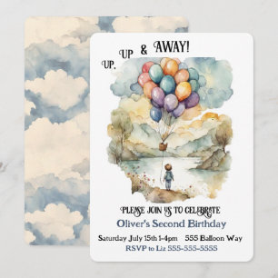 Invitation Anniversaire du ballon haut, haut et loin
