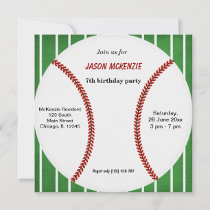 Invitation Anniversaire du baseball