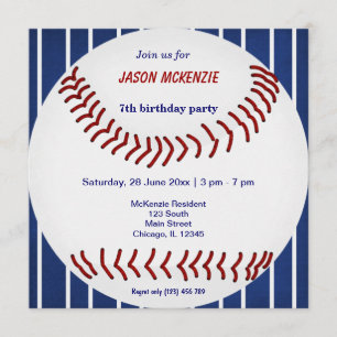 Invitation Anniversaire du baseball