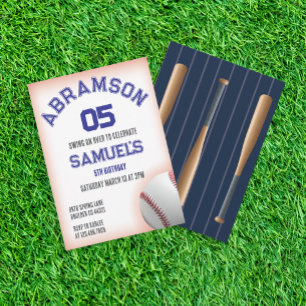 Invitation Anniversaire du baseball rouge et bleu