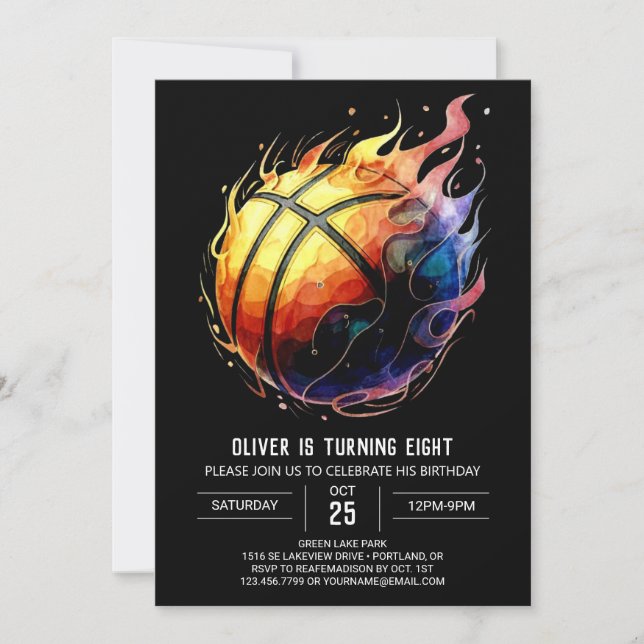 Invitation Anniversaire du basket-ball orange et modifiable e (Devant)