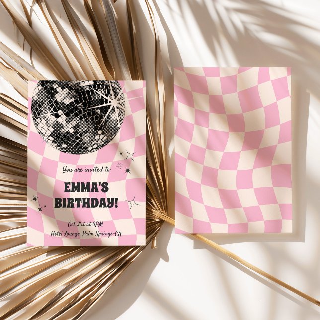 Invitation Anniversaire du boule Retro Disco (Retro Disco Ball Birthday Invitation)