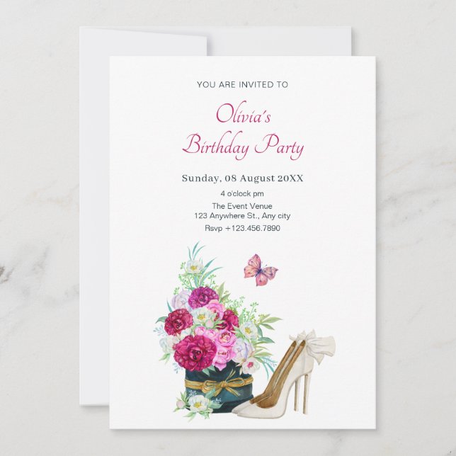 Invitation Anniversaire du bouquet floral (Devant)