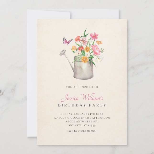 Invitation Anniversaire du bouquet floral (Devant)