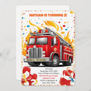 Invitation Anniversaire du camion-feu modifiable