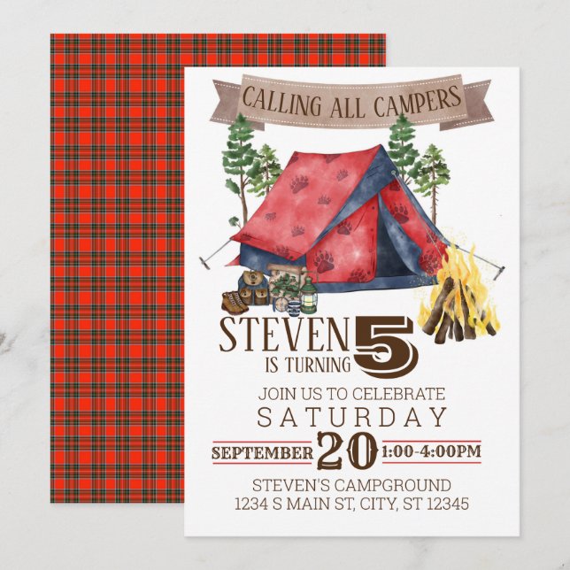 Invitation Anniversaire du camping (Devant / Derrière)