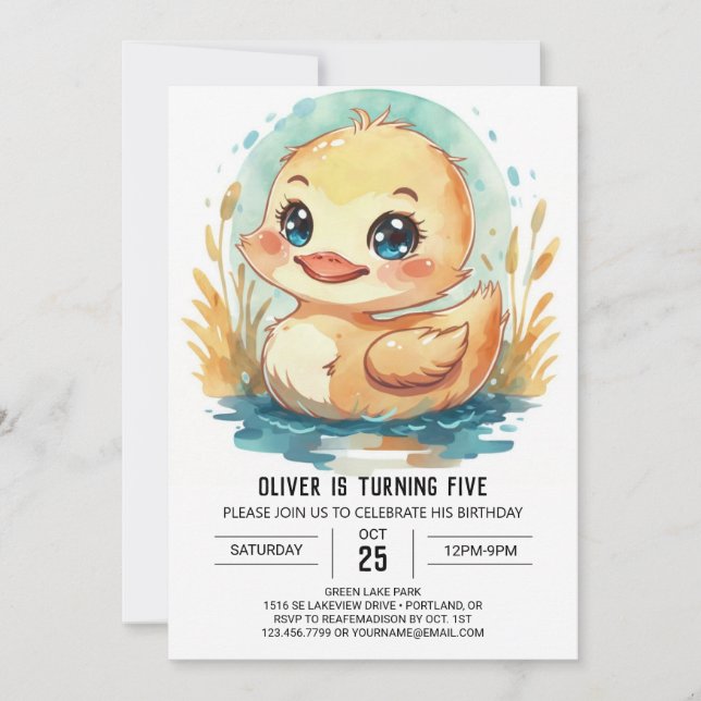 Invitation Anniversaire du canard élégant et modifiable (Devant)