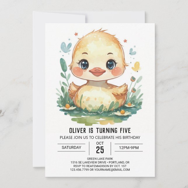 Invitation Anniversaire du canard mou en ligne (Devant)