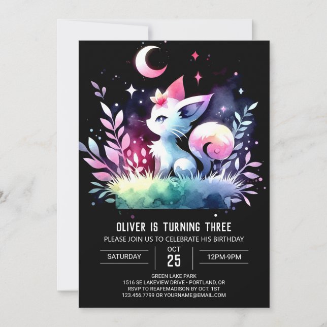 Invitation Anniversaire du chat Imprimable Magique (Devant)