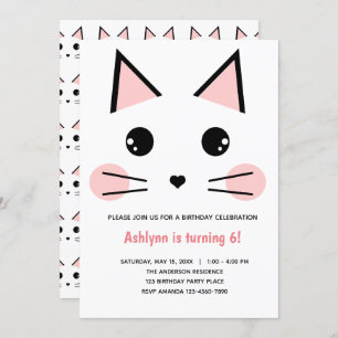 Invitation Anniversaire du chat Kitty Rose
