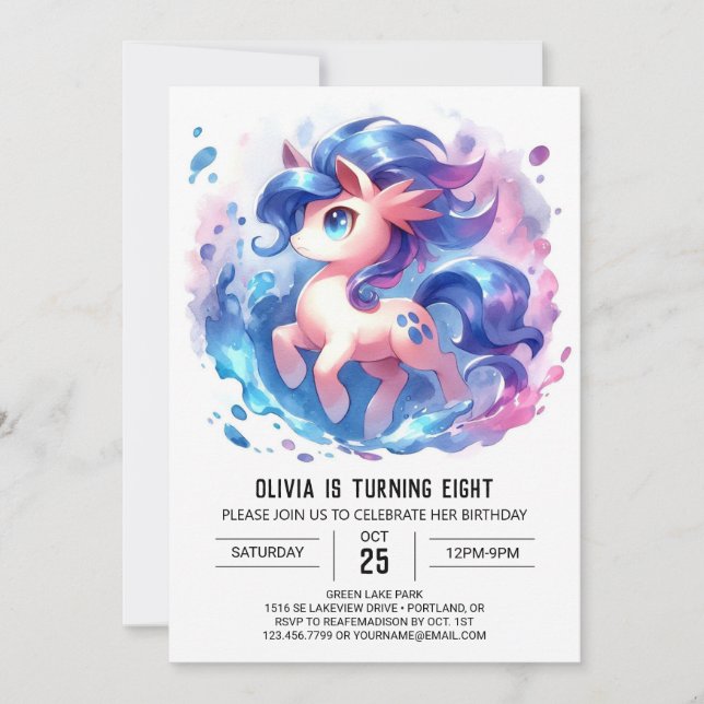 Invitation Anniversaire du Cheval en ligne moderne (Devant)