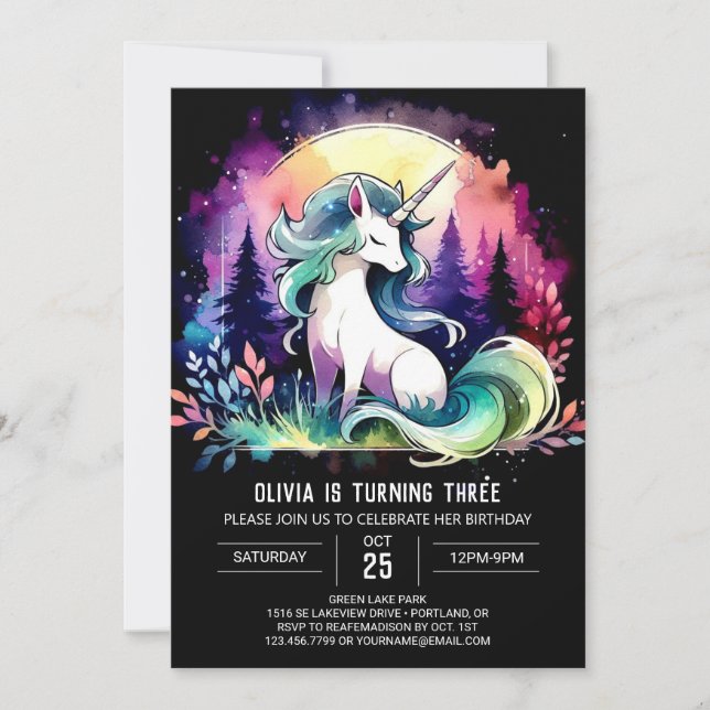 Invitation Anniversaire du Cheval enchanté Pastel (Devant)