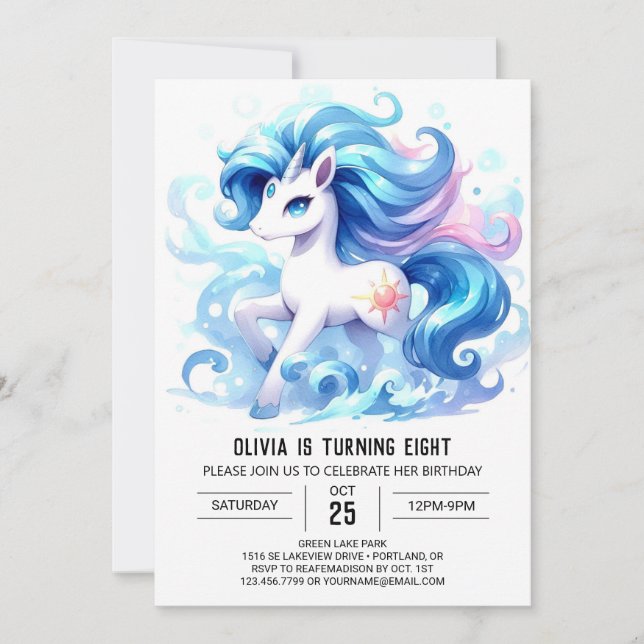 Invitation Anniversaire du Cheval Enfant Moderne (Devant)