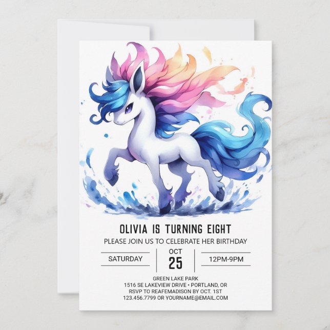Invitation Anniversaire du Cheval Enfant Moderne (Devant)