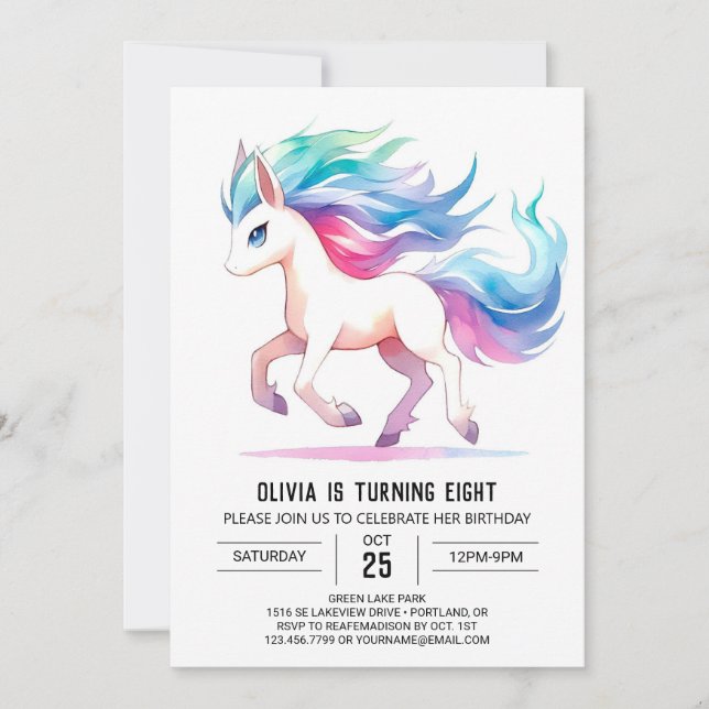 Invitation Anniversaire du cheval numérique moderne (Devant)