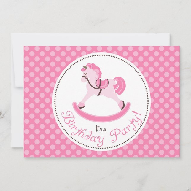 Invitation Anniversaire du Cheval Rocheux Rose (Devant)