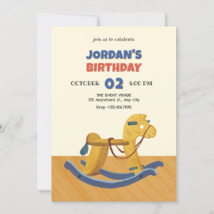 Invitation Anniversaire du Cheval Rocking en bois