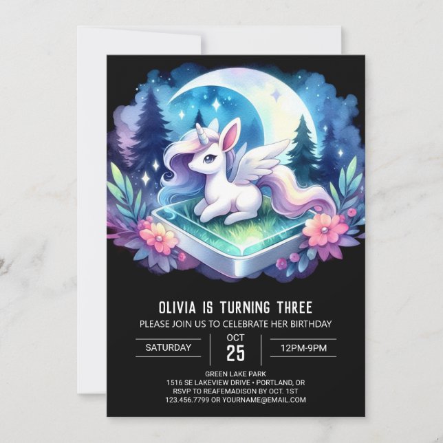 Invitation Anniversaire du Cheval Whimsical Simple (Devant)