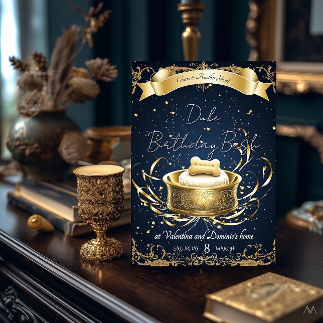 Invitation Anniversaire du chien élégant | Fête de luxe pour  (Créateur téléchargé)