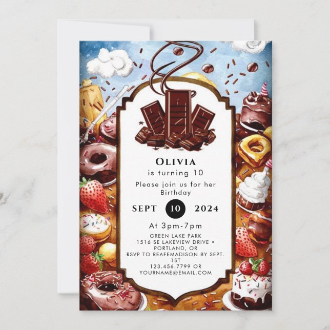 Invitation Anniversaire du chocolat magique Pastel (Devant)