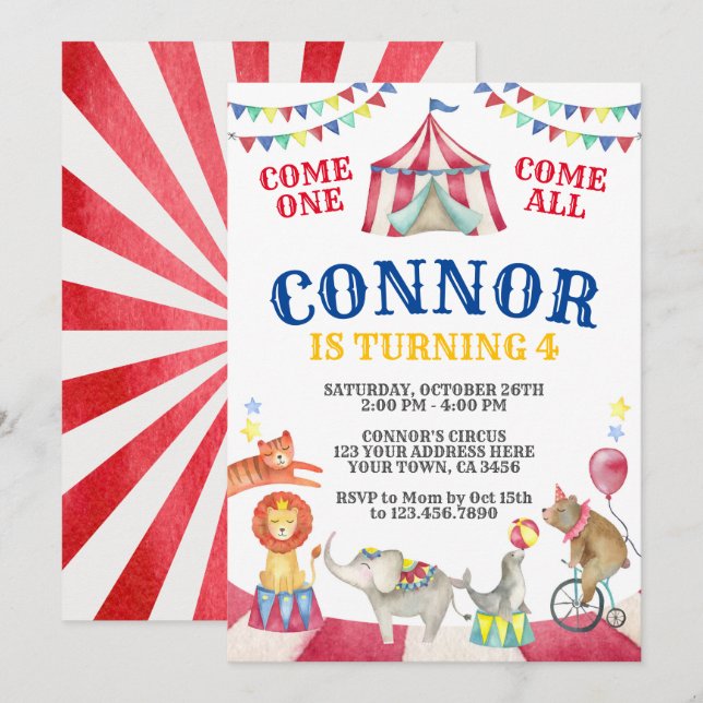 Invitation Anniversaire du cirque (Devant / Derrière)
