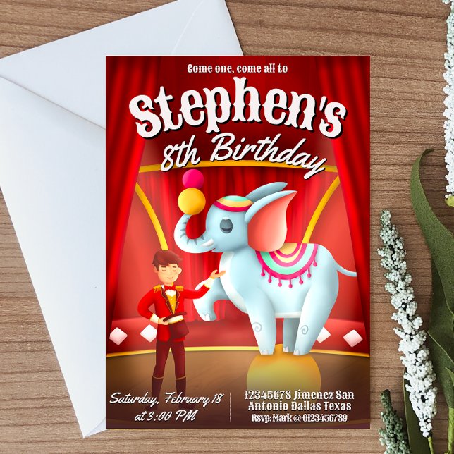 Invitation Anniversaire du cirque moderne (Circus Birthday Invitation)
