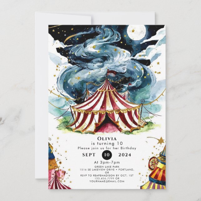 Invitation Anniversaire du cirque personnalisé (Devant)