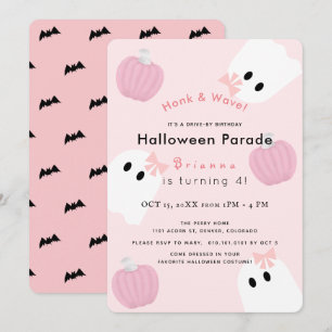 Invitation Anniversaire du Citrouille rose fantôme d'Hallowee