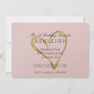 Invitation Anniversaire du coeur de l'or