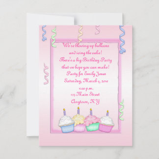 Invitation Anniversaire du Cupcake rose
