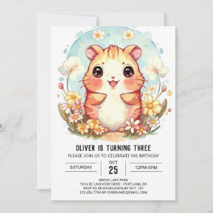 Invitation Anniversaire du Cute Pastel Hamster
