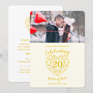 Invitation Anniversaire du diamant d'or photo 20 ans