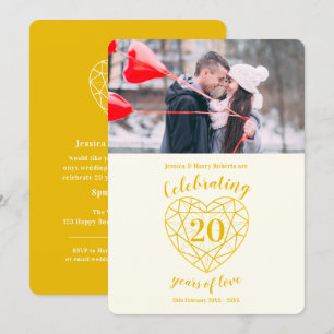 Invitation Anniversaire du diamant d'or photo 20 ans