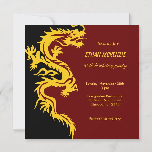 Invitation Anniversaire du dragon (Devant)