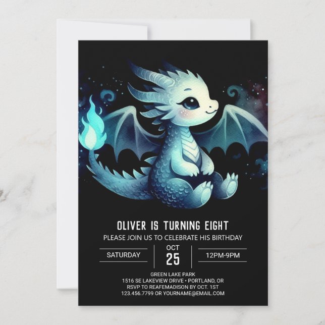 Invitation Anniversaire du dragon ailé artistique (Devant)