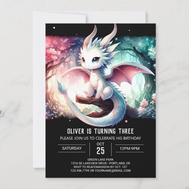 Invitation Anniversaire du dragon Majestic Personnalisé (Devant)