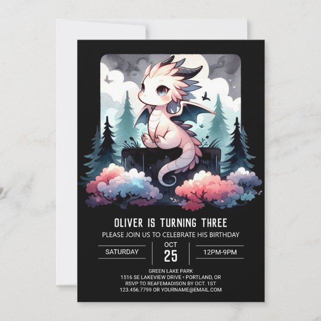 Invitation Anniversaire du dragon Modèle sauvage (Devant)