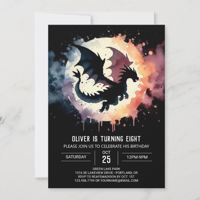 Invitation Anniversaire du dragon peint (Devant)