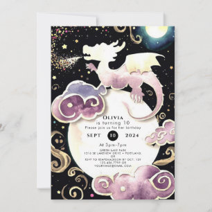 Invitation Anniversaire du dragon radieux magique